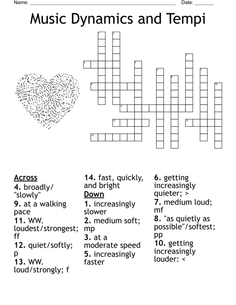 Music Dynamics And Tempi Crossword WordMint