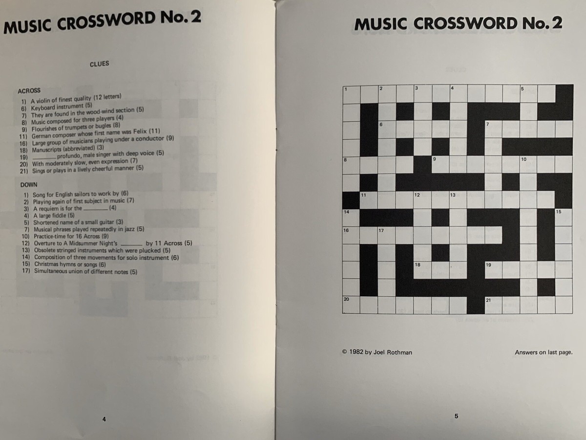 Music Word Finder AND Easy Music Crossword Puzzles By Joel Rothman PB EUC EBay