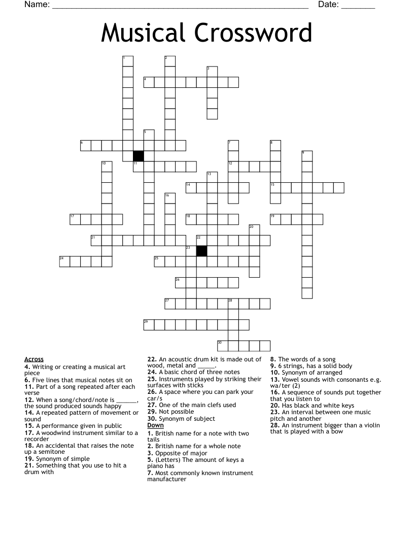 Musical Crossword WordMint
