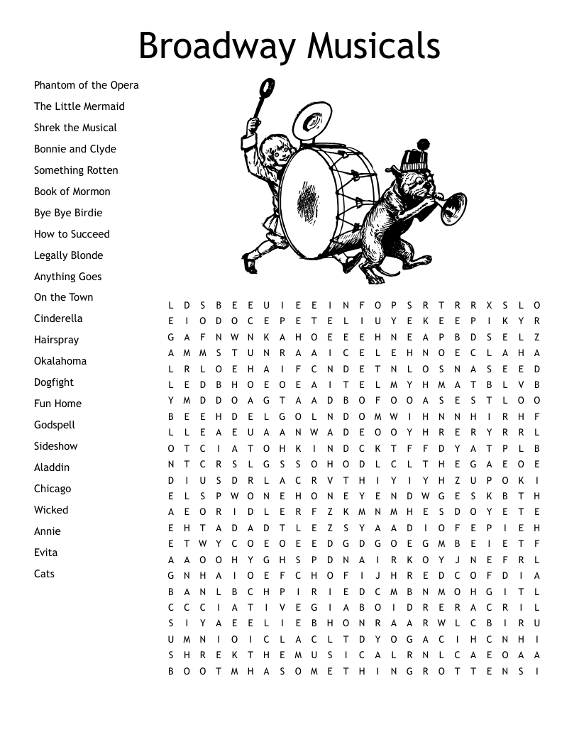 Musical Theater Crossword WordMint