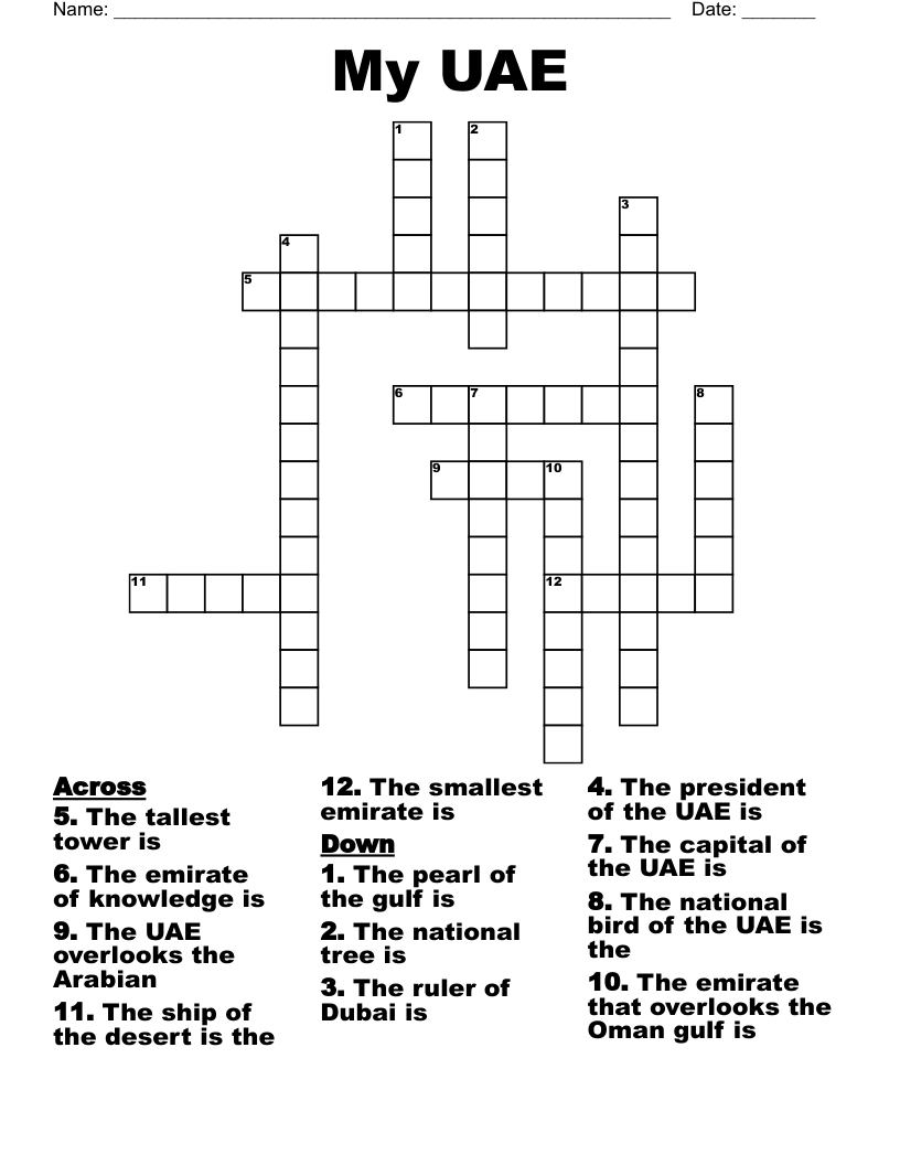 My UAE Crossword WordMint