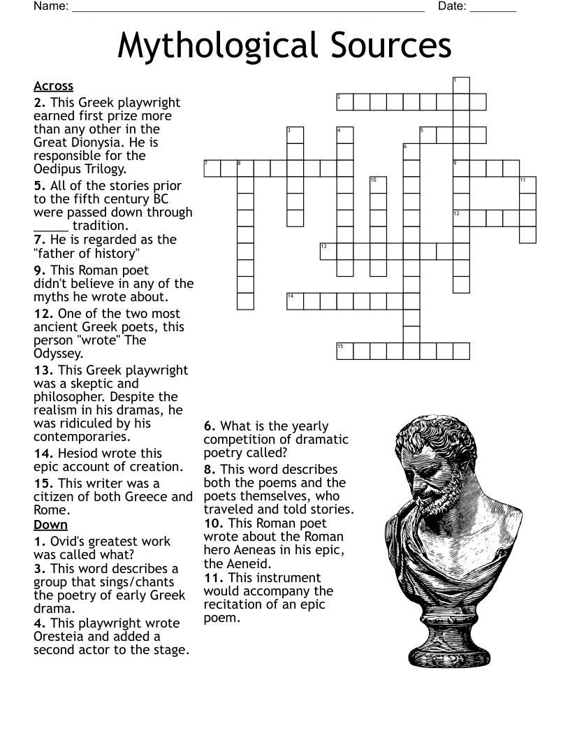 Mythological Sources Crossword WordMint