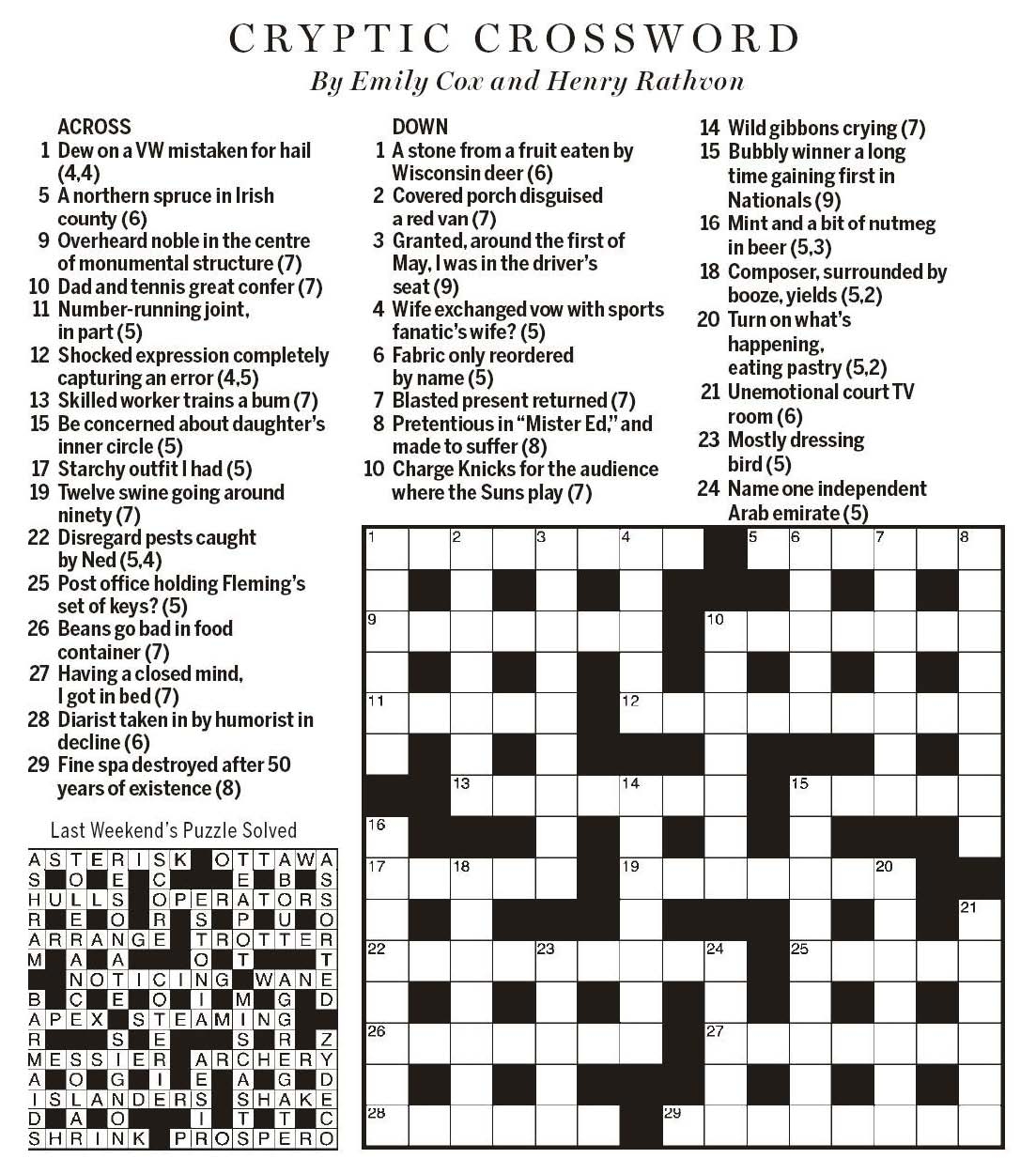 National Post Cryptic Crossword Forum Saturday March 28 Equine Celebration
