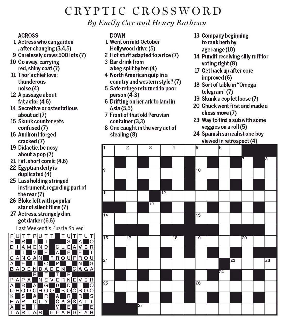 National Post Cryptic Crossword Forum Saturday March 7 2020 Go South Young Actor