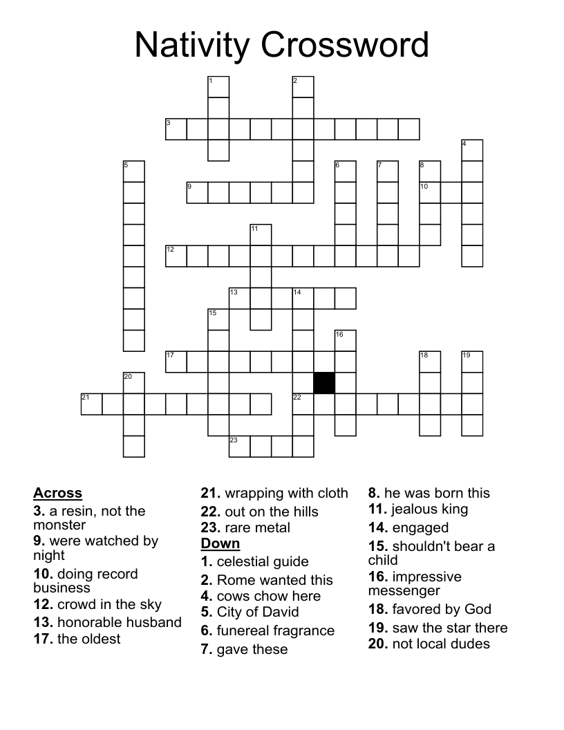 Nativity Crossword WordMint