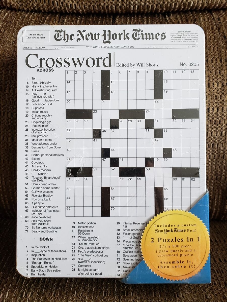 New York Times Crossword Jigsaw Puzzle 500 Piece In Tin Box Excalibur Sealed EBay