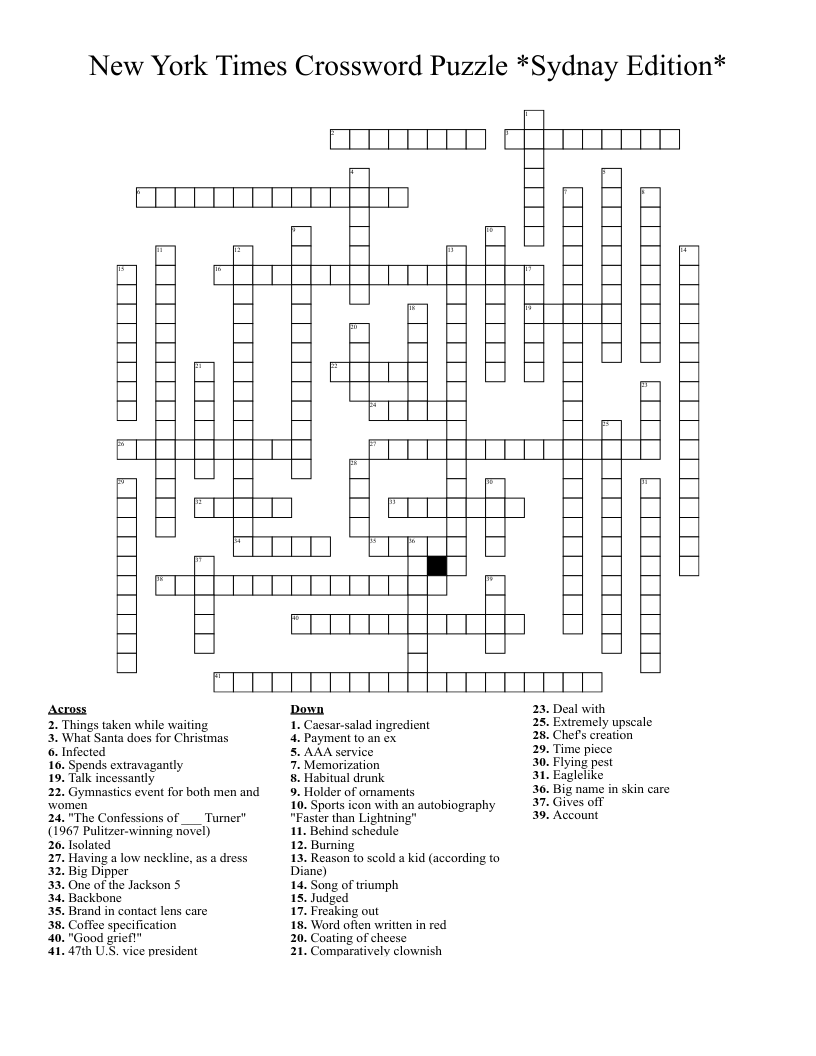 new york times crossword puzzle today