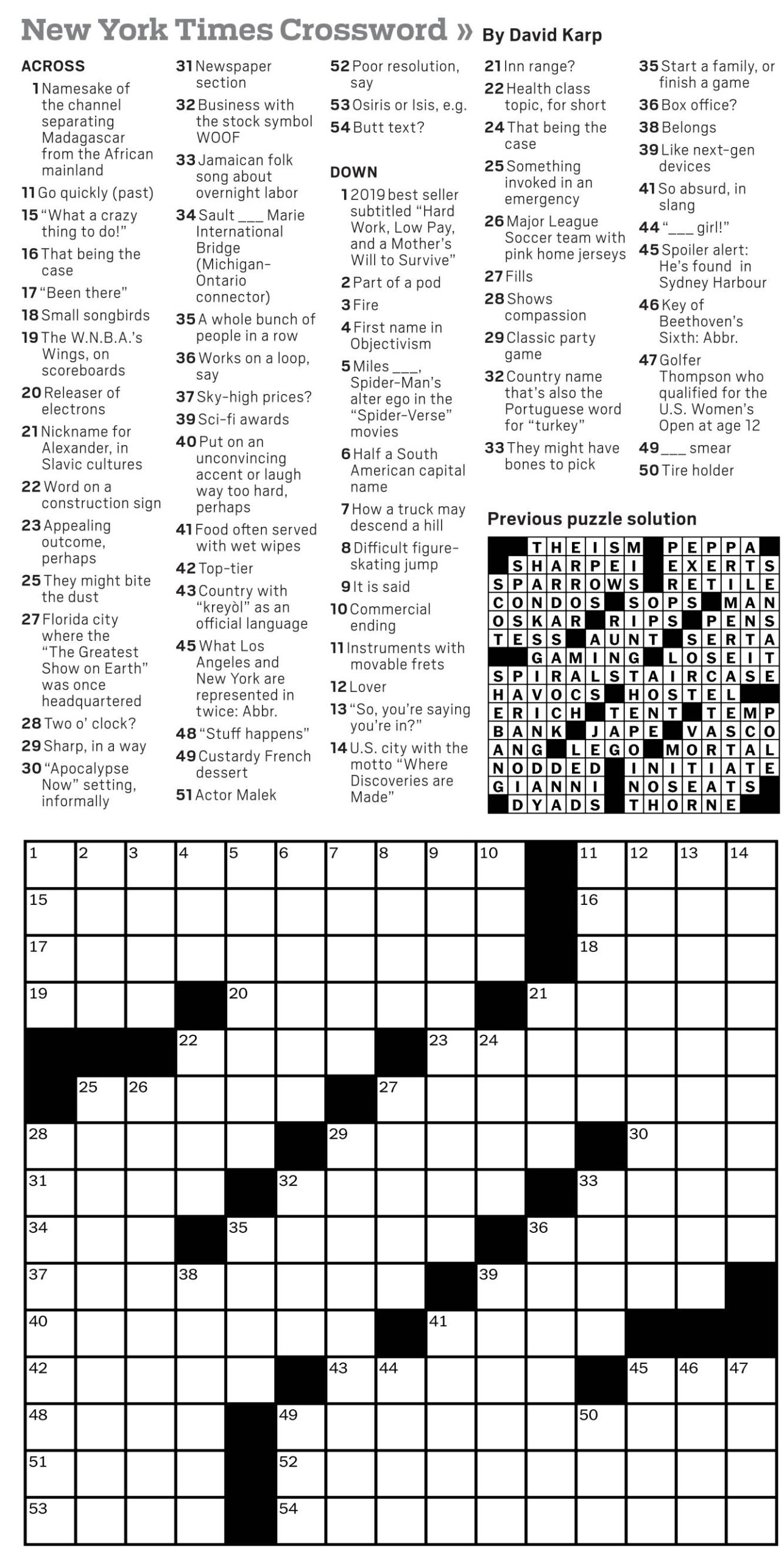 New York Times Daily Crossword Puzzles