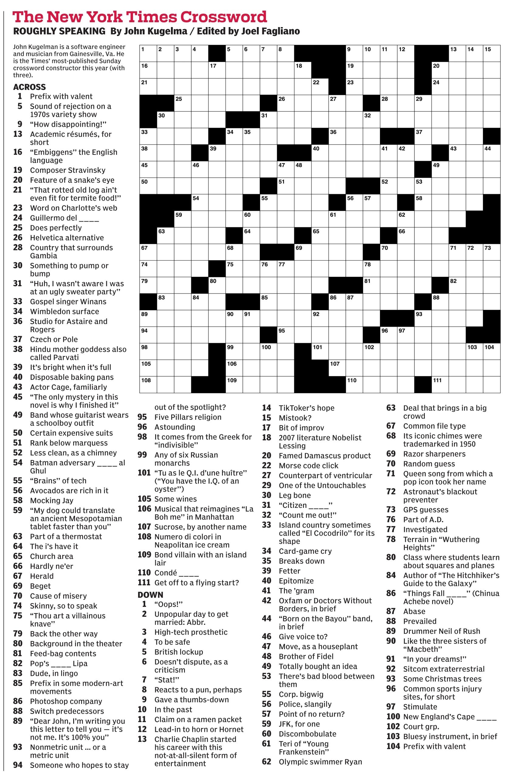 new york times crossword free
