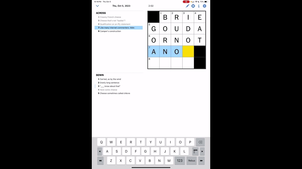 creamy cheese crossword clue