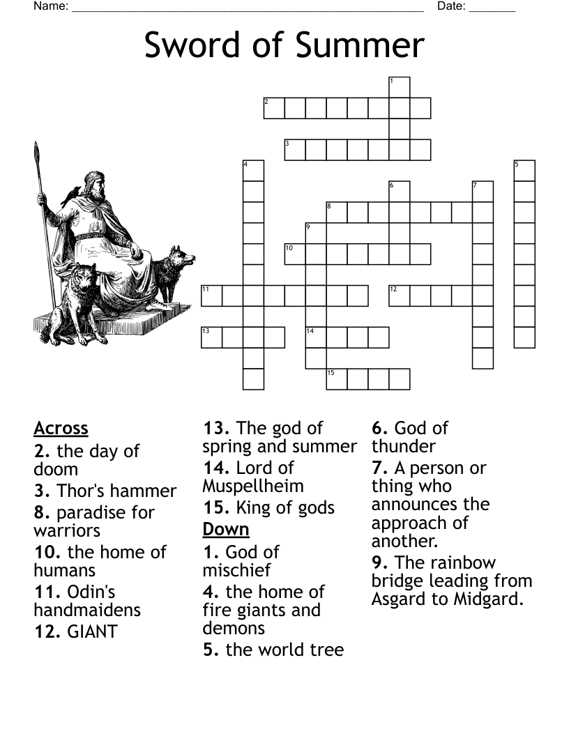 Norse And Greek Mythology Crossword WordMint