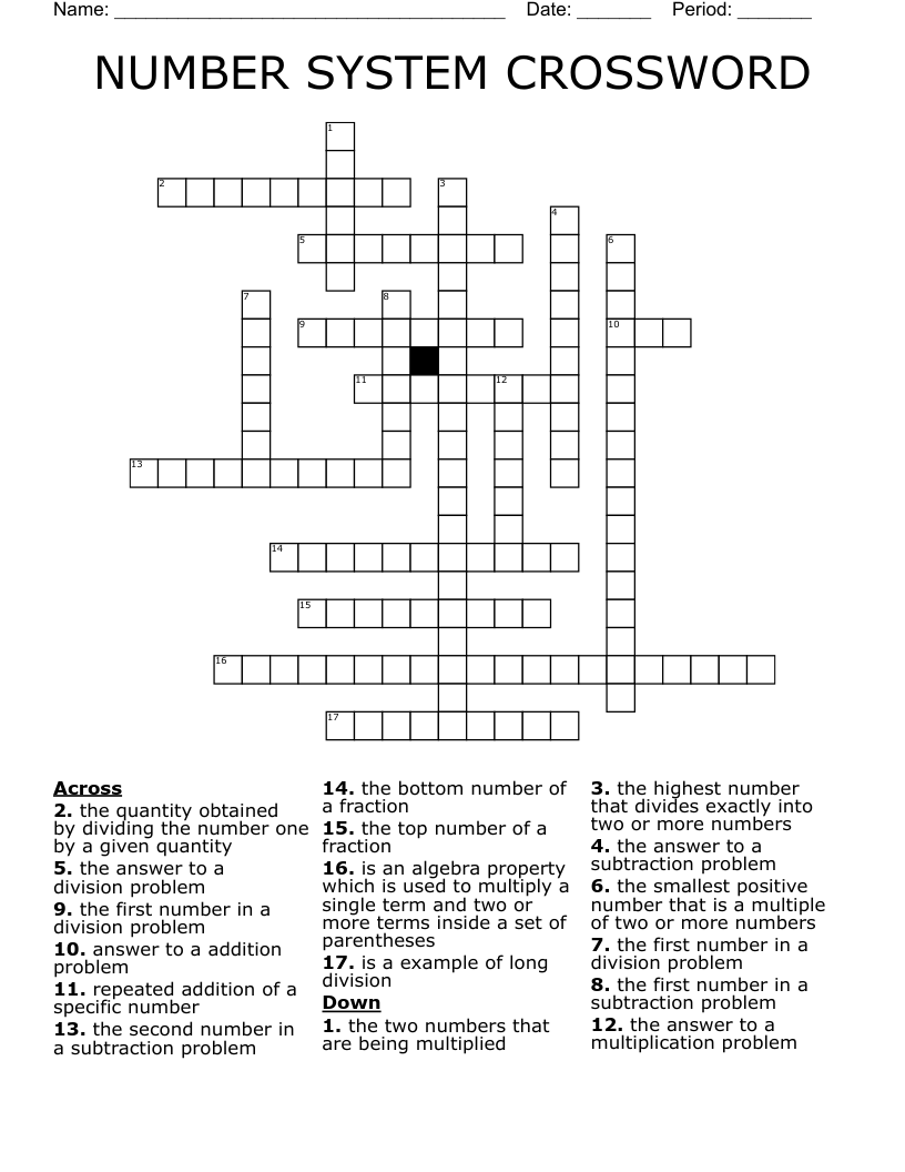 NUMBER SYSTEM CROSSWORD WordMint