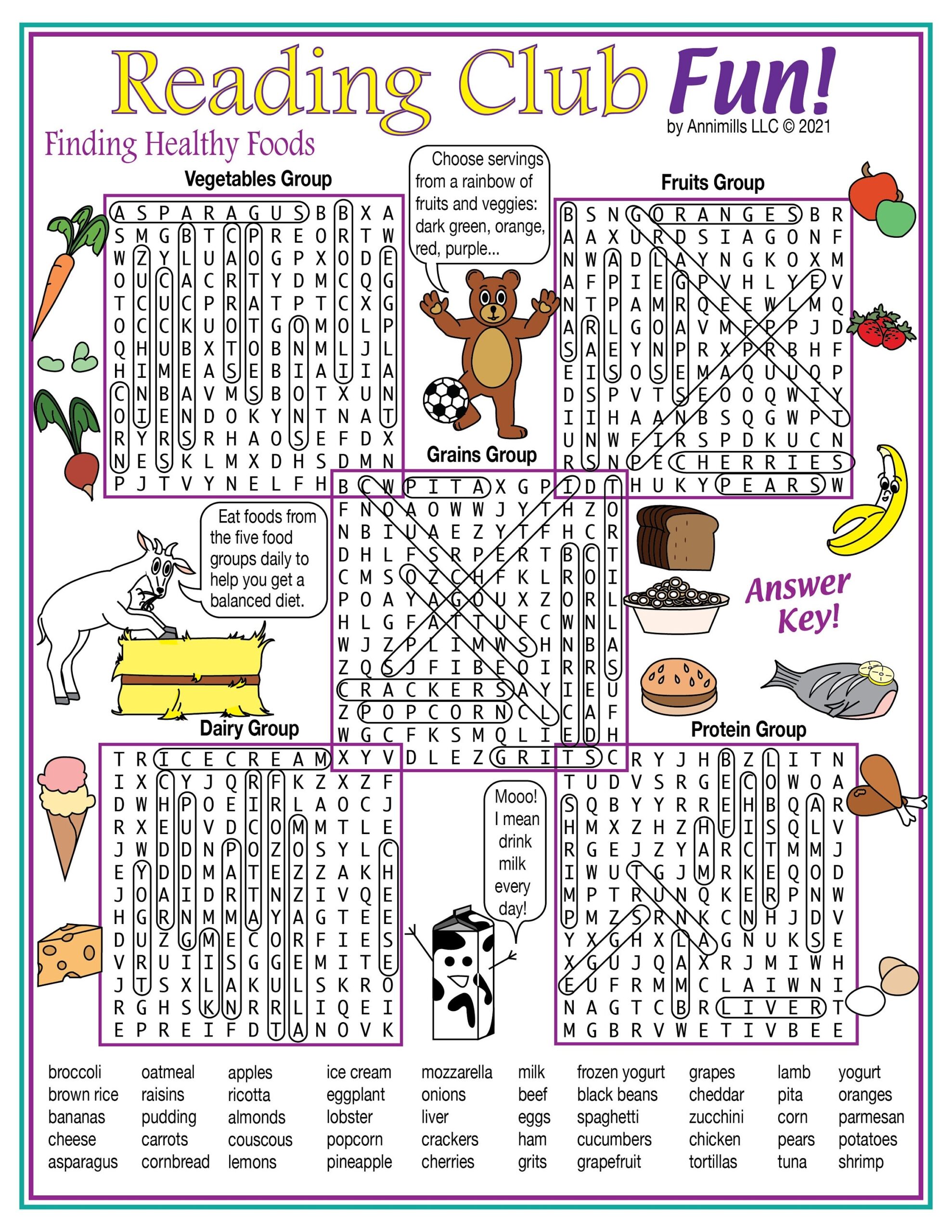 Nutrition And Food Groups Word Search Printable Puzzle Educational Game Etsy