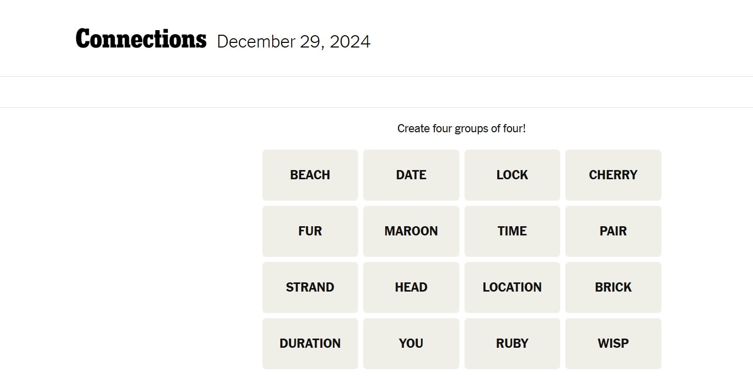 NYT Connections Hints And Answers Today Sunday December 29 Parade
