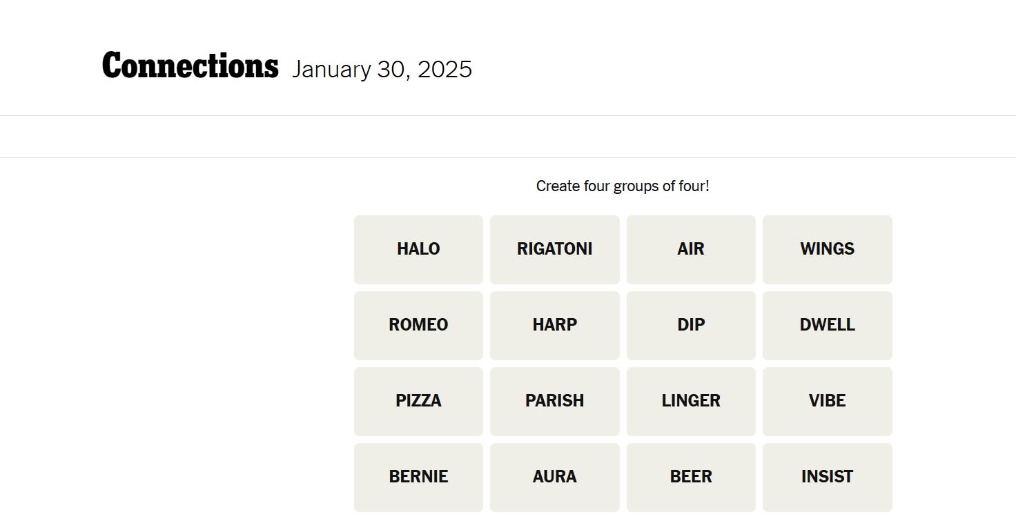 NYT Connections Hints And Answers Today Thursday January 30 Parade