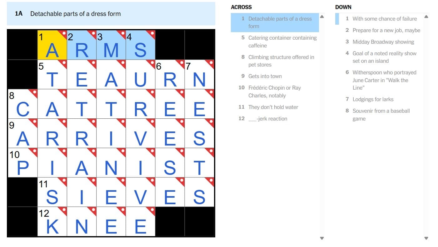 NYT Mini Crossword June 28 2025 What Are Detachable Parts Of A Dress Form Answer H2S Media