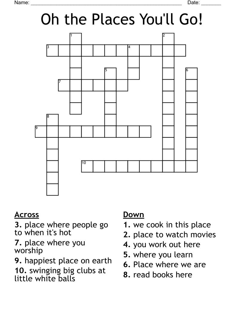 Oh The Places You ll Go Crossword WordMint