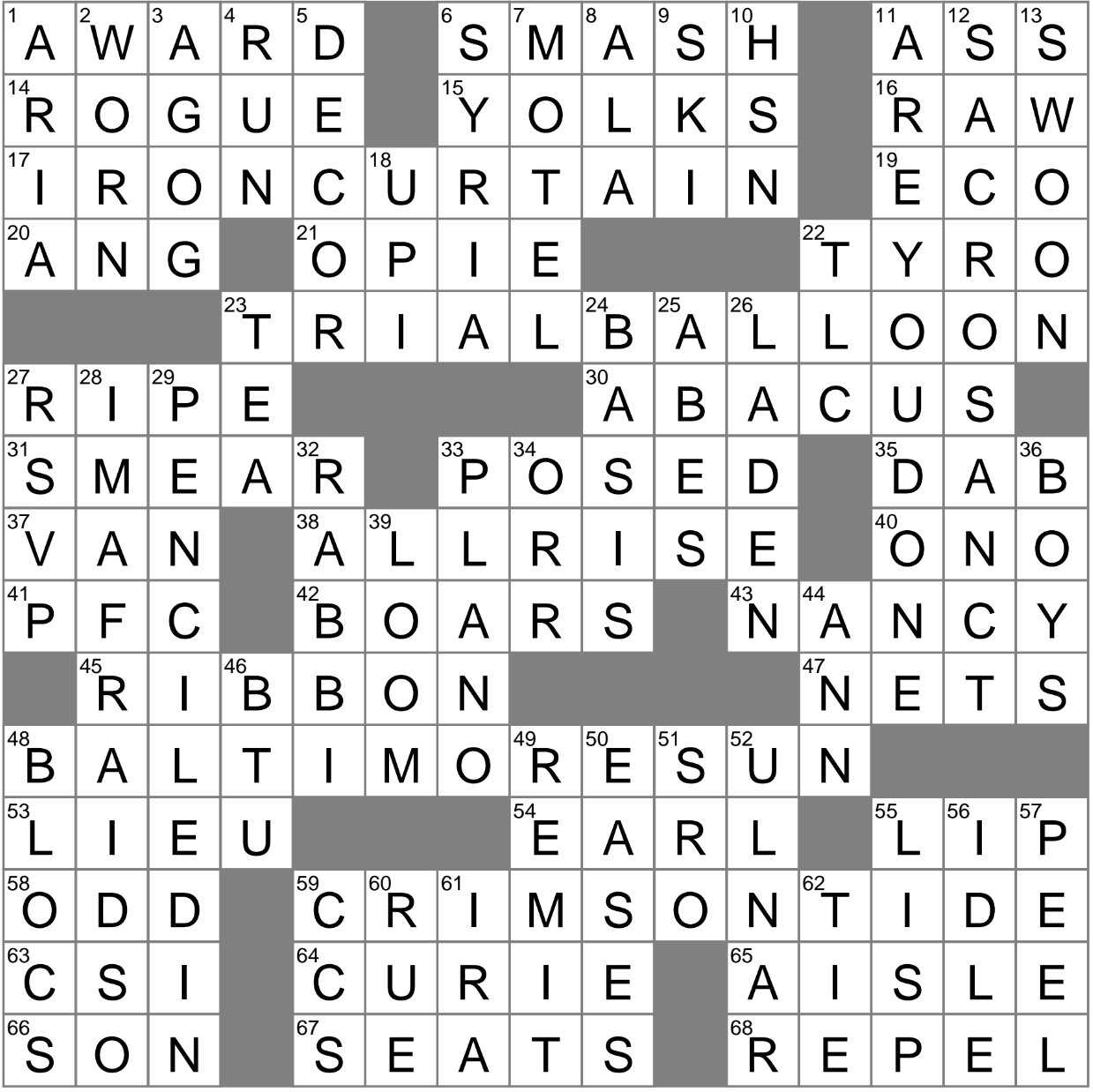 novice crossword puzzle clue