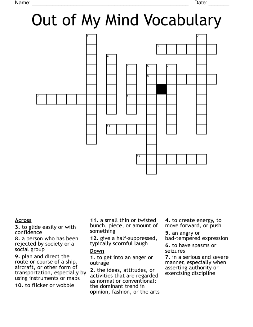 Out Of My Mind Vocabulary Crossword WordMint