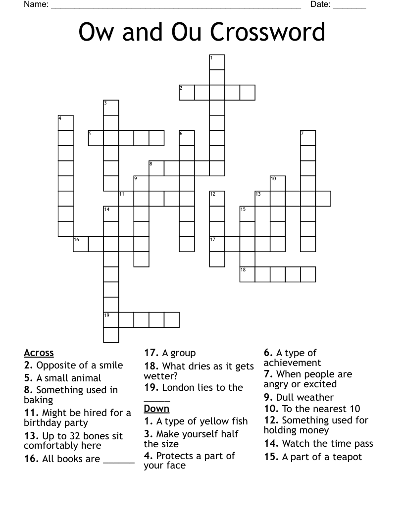 Ow And Ou Crossword WordMint