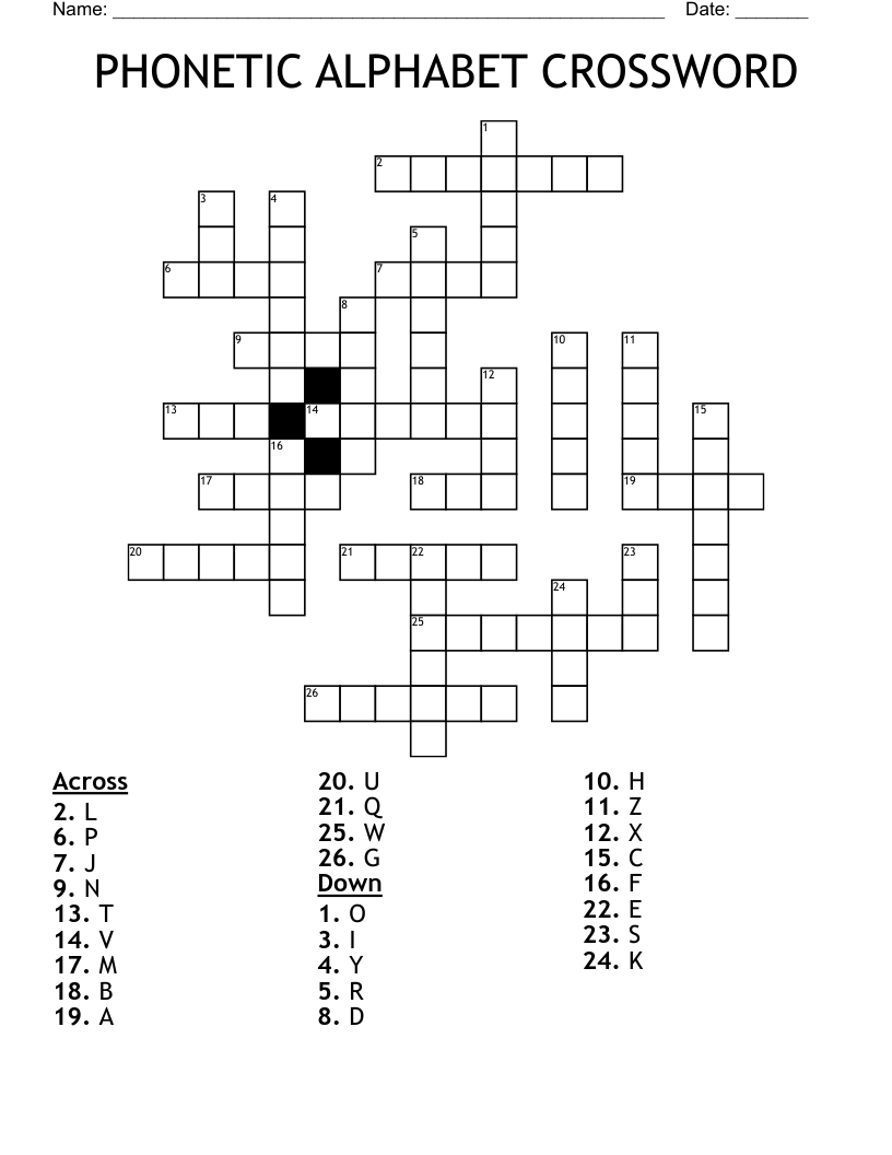 PHONETIC ALPHABET CROSSWORD WordMint