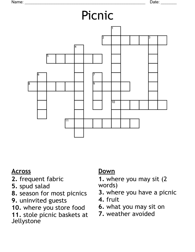 Picnic Crossword WordMint