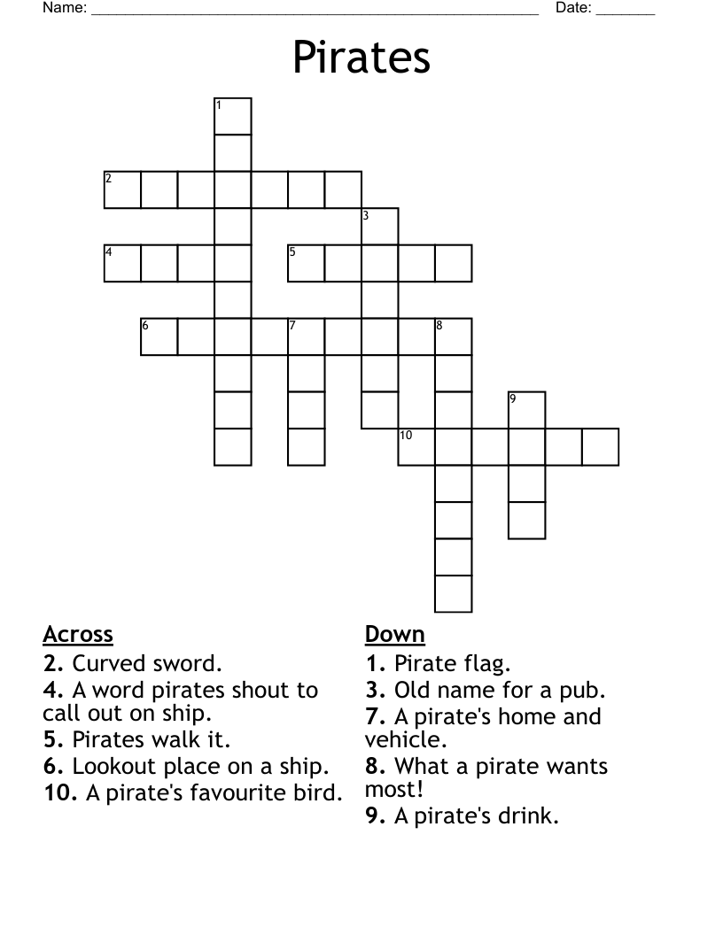 Pirates Crossword WordMint