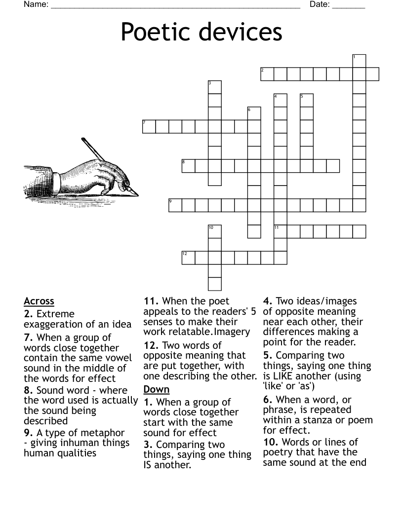 Poet s Crossword Puzzle WordMint