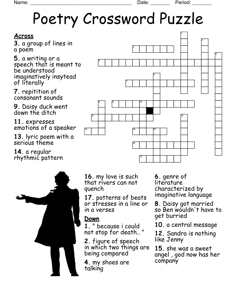 Poetry Terms English 9 Crossword WordMint