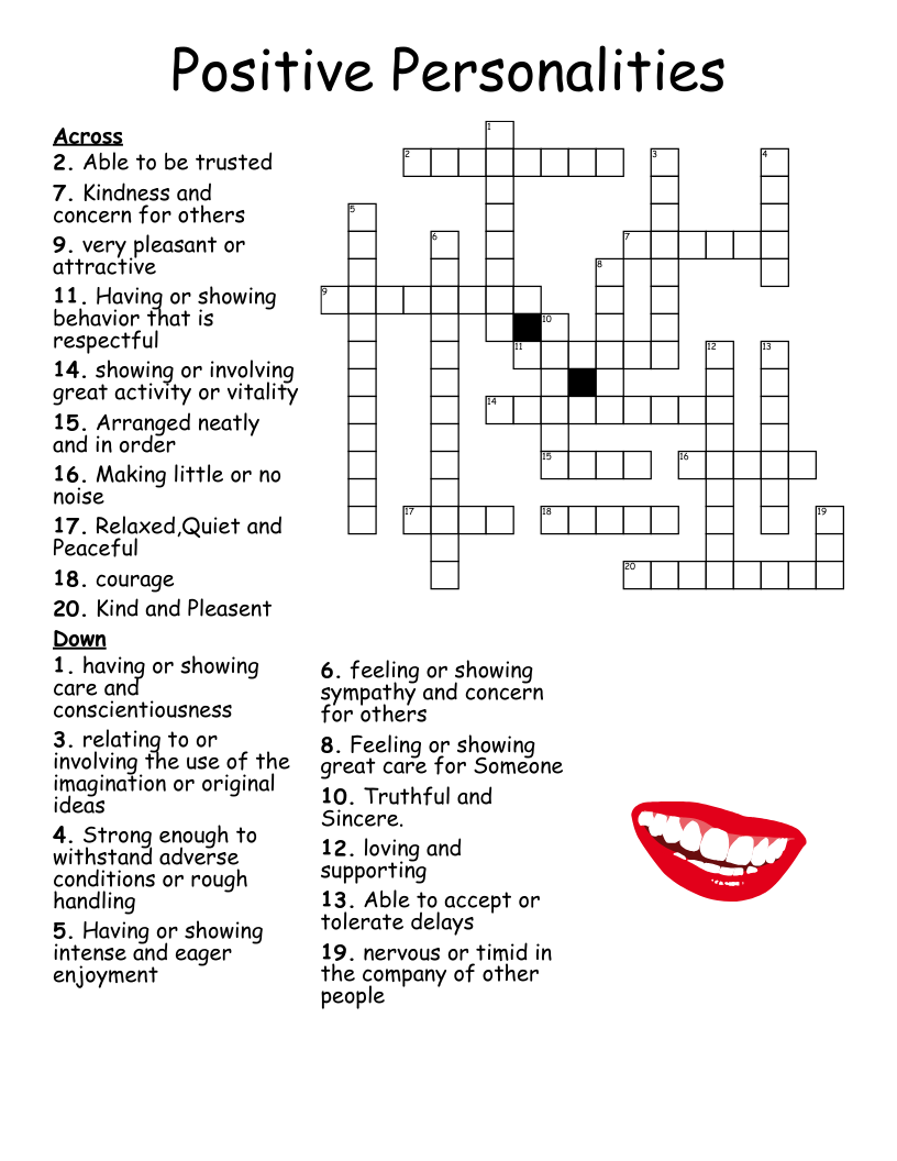 Positive Personalities Crossword WordMint