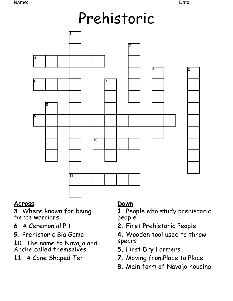Prehistoric Crossword WordMint