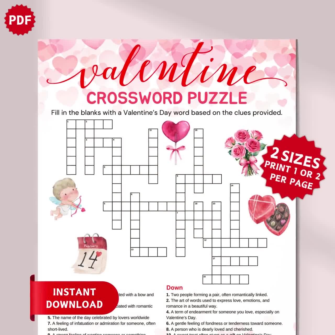 valentine's day crossword puzzle