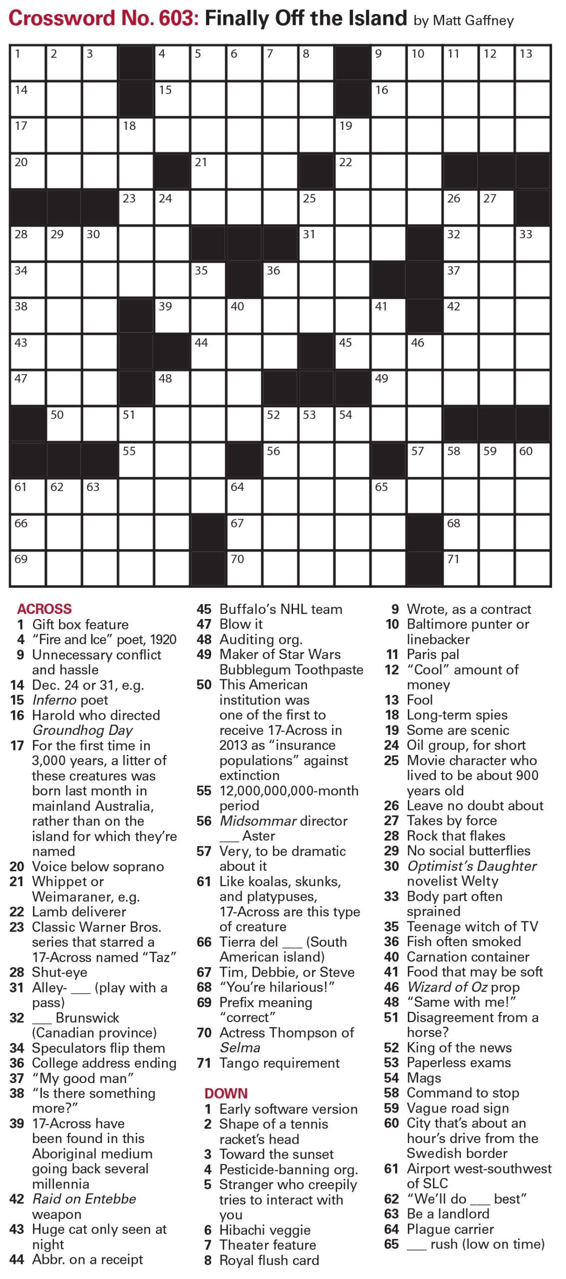free crossword puzzles to print