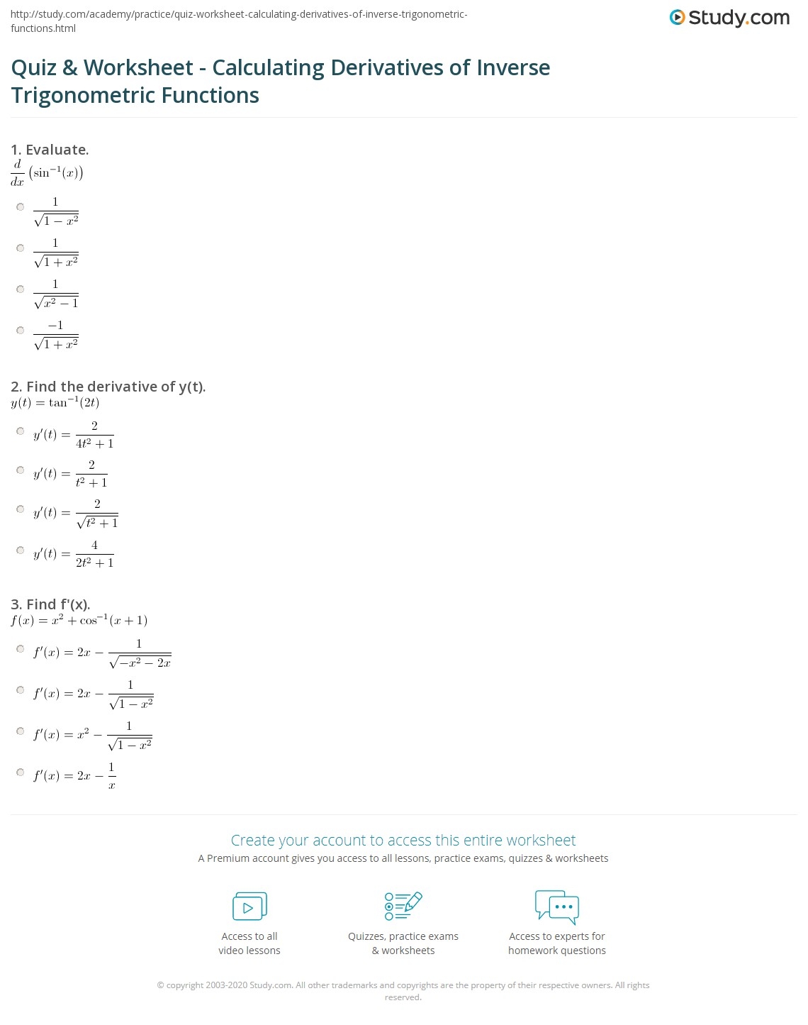 inverse trig function crossword
