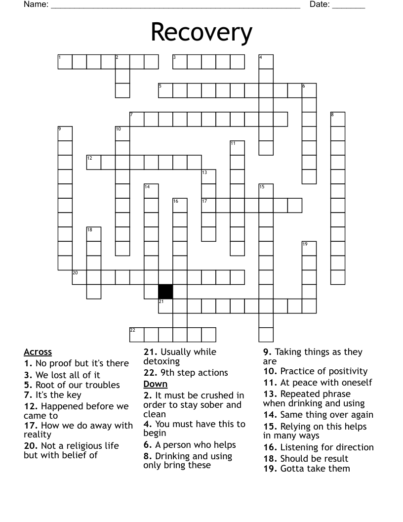 Recovery Crossword WordMint