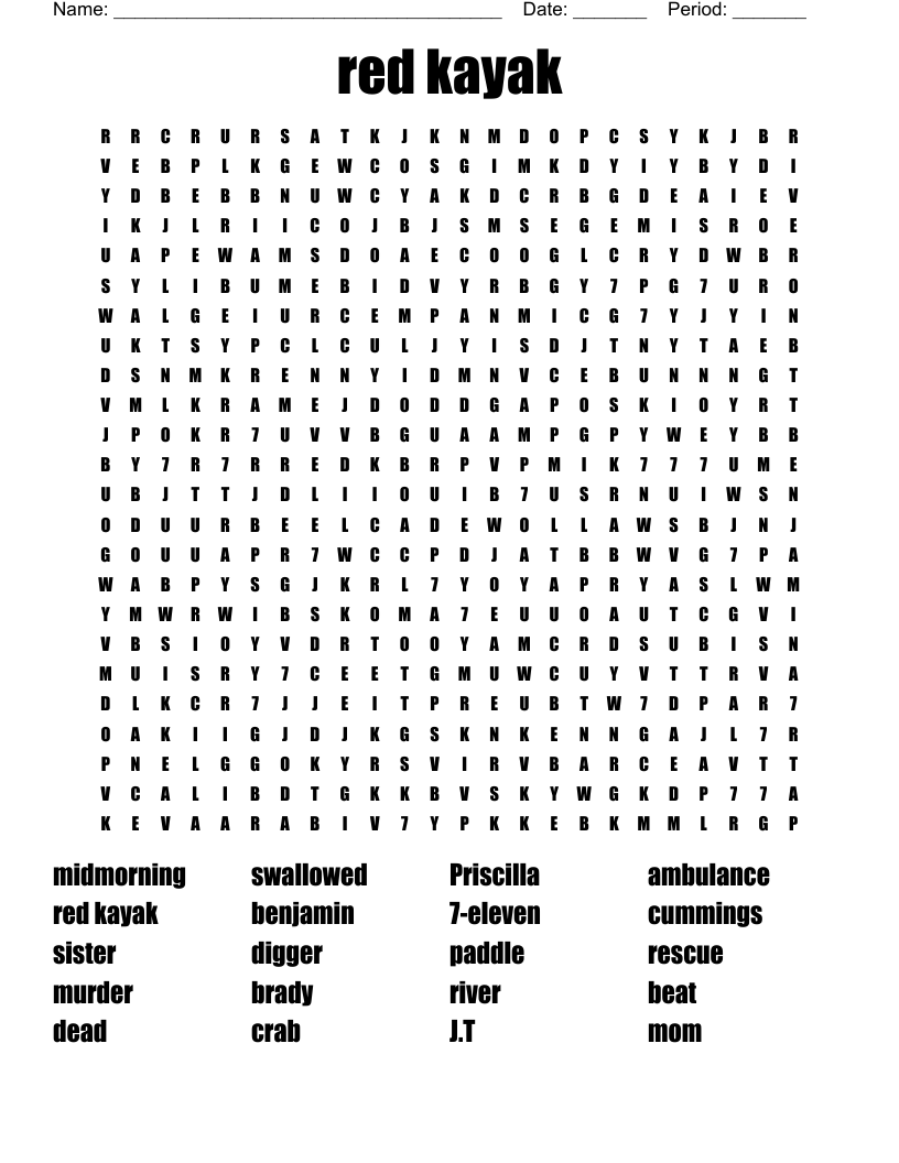 Red Kayak Crossword WordMint