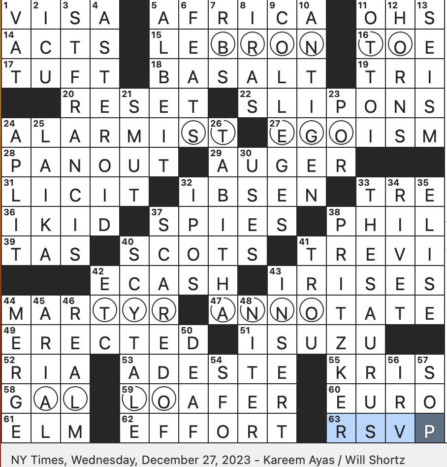 Rex Parker Does The NYT Crossword Puzzle Ancient Method Of Encipherment With A Message Wrapped Around A Cylinder WED 12 27 23 Crystalline Mineral Deposits In Some Caves Novelist King Who