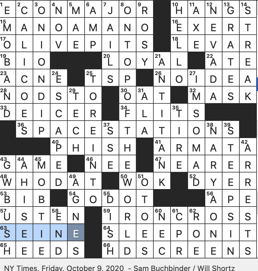 Rex Parker Does The NYT Crossword Puzzle Gymnastics Rings Feat With Arms Fully Extended FRI 10 9 20 Throwing Faddish Sport Prez With Same Initials As NYC Landmark Tribe That Traditionally Spoke Chiwere
