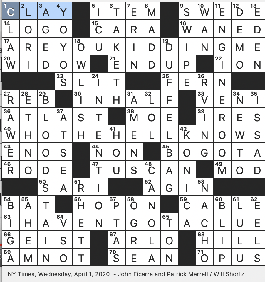 Rex Parker Does The NYT Crossword Puzzle Historic Town In Veszprem County WED 4 1 20 Short Line At Top Of Column In Typesetting Classic Camera Brand Letters On Brandy Bottle