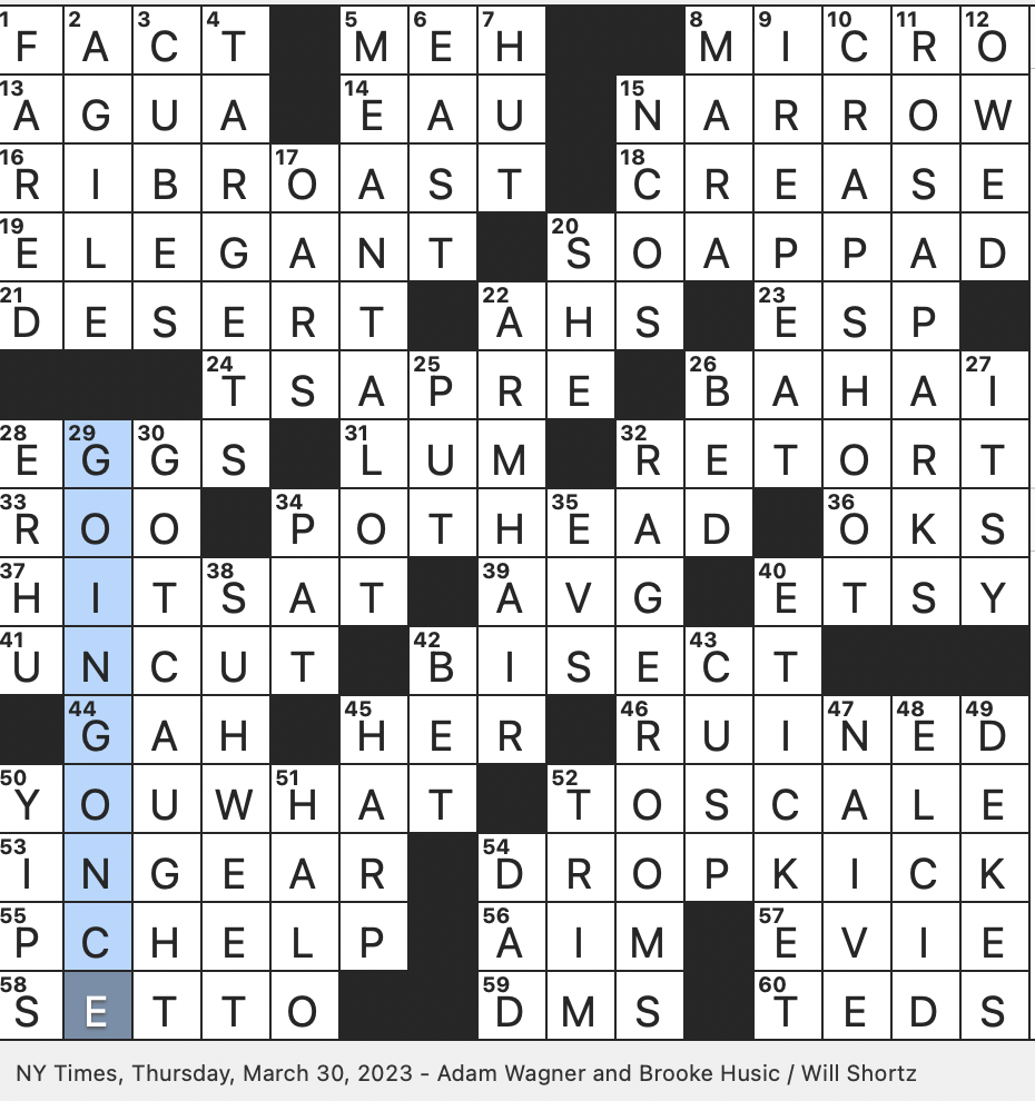 Rex Parker Does The NYT Crossword Puzzle Hockey Goalie s Domain THU 3 30 23 Two stringed Chinese Instrument Spaces Where People Pay To Destroy Household Objects With Sledgehammers Sudden Temporary Loss