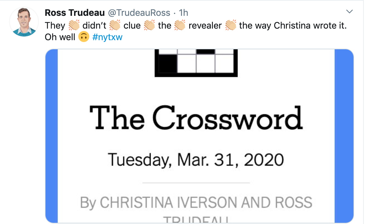Rex Parker Does The NYT Crossword Puzzle March 2020