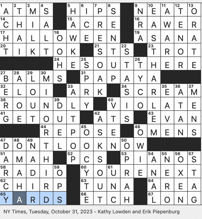 Rex Parker Does The NYT Crossword Puzzle Musical Interval Used To Convey Sadness TUE 10 31 23 2011 Dark comedy Slasher Film That Takes Place During A Family Reunion Upper Manhattan Neighborhood