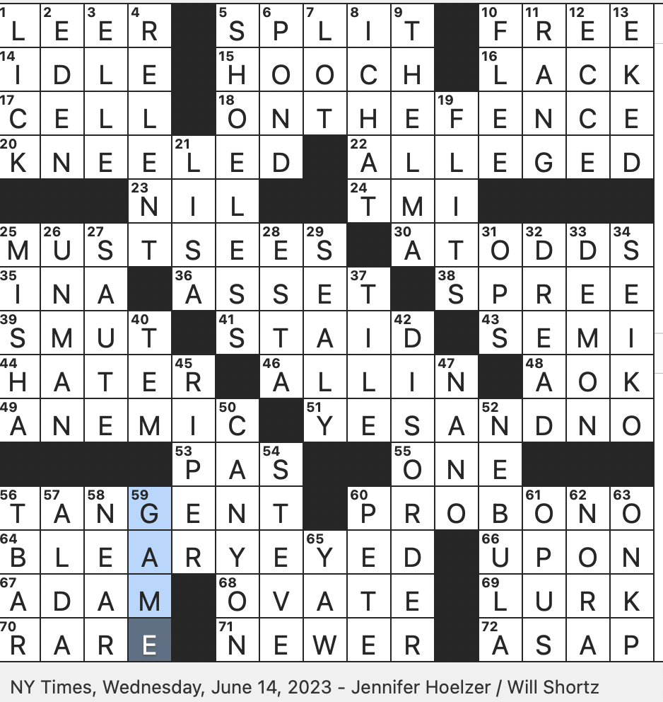 Rex Parker Does The NYT Crossword Puzzle Not The Good Stuff WED 6 14 23 Setting For Make Way For Ducklings Bygone Apple Messaging App National Airline Of Poland