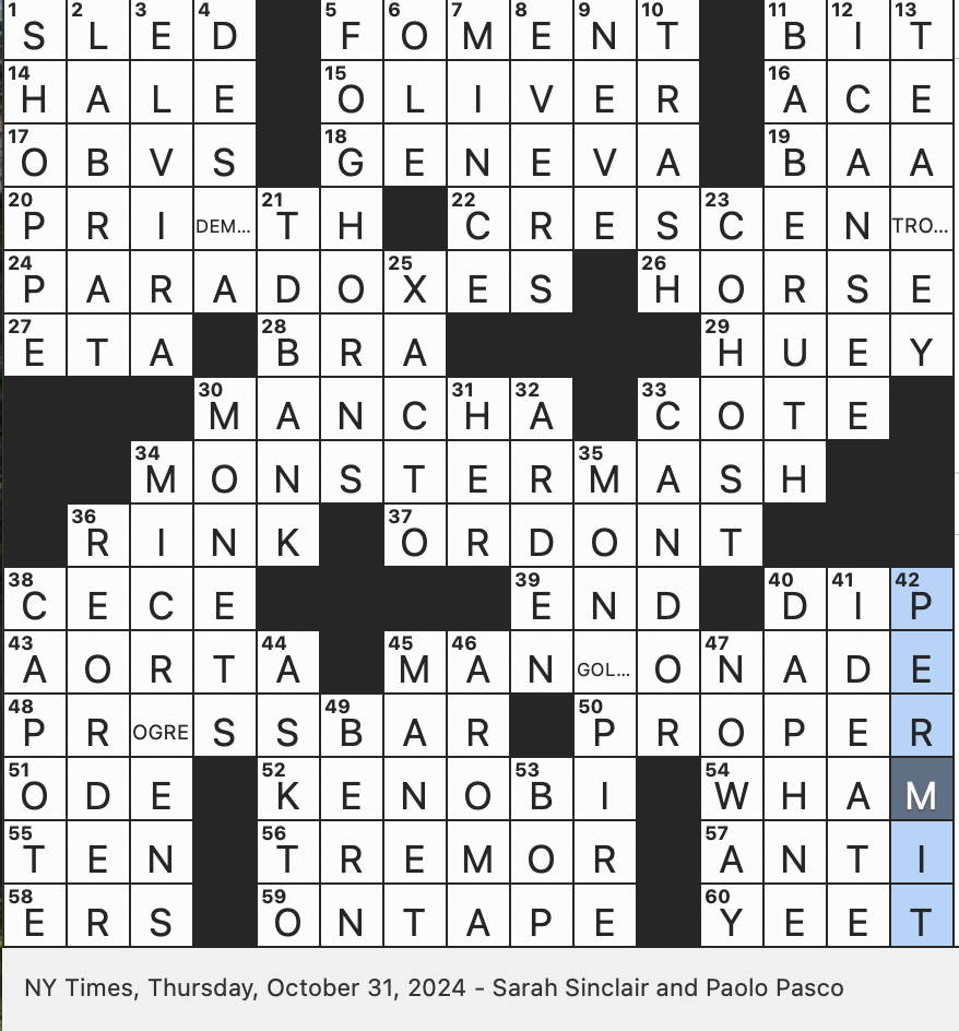 Rex Parker Does The NYT Crossword Puzzle October 2024