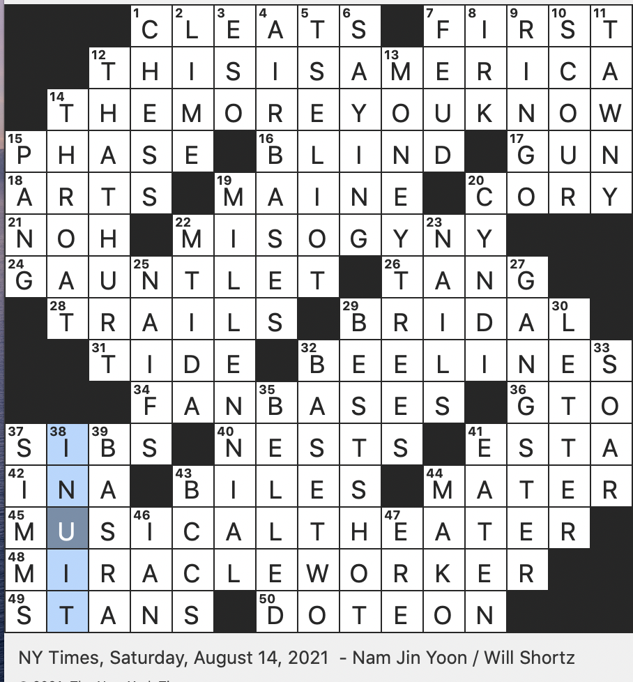 Rex Parker Does The NYT Crossword Puzzle One named Japanese Actor With A Star On The Hollywood Walk Of Fame SAT 8 14 21 The 700s In The Dewey Decimal System Its