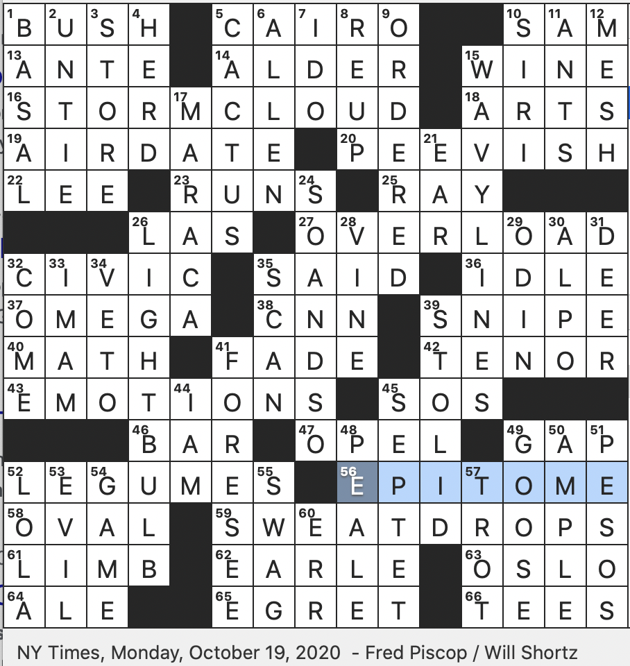 Rex Parker Does The NYT Crossword Puzzle Portrait Painter Rembrandt MON 10 19 20 Catkin producing Tree Percussion Instrument Made From Gourd White plumed Wader