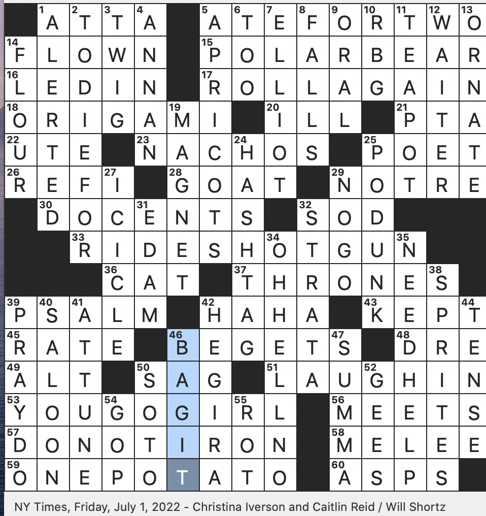 Rex Parker Does The NYT Crossword Puzzle Religious Exodus FRI 7 1 22 By All Means In Old Parlance It s Kneaded To Make Naan And Roti Song Featuring Up To
