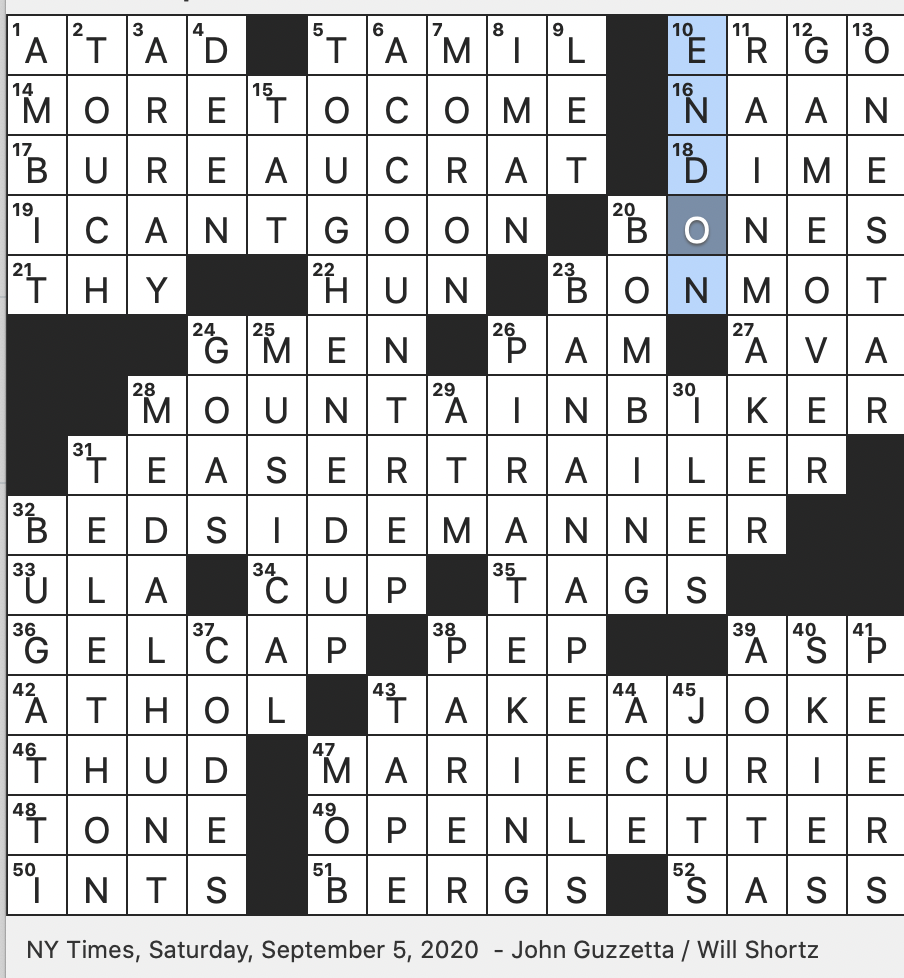 Rex Parker Does The NYT Crossword Puzzle Roman Foeman SAT 9 5 20 Dice In Slang Source Of Brachiocephalic Trunk