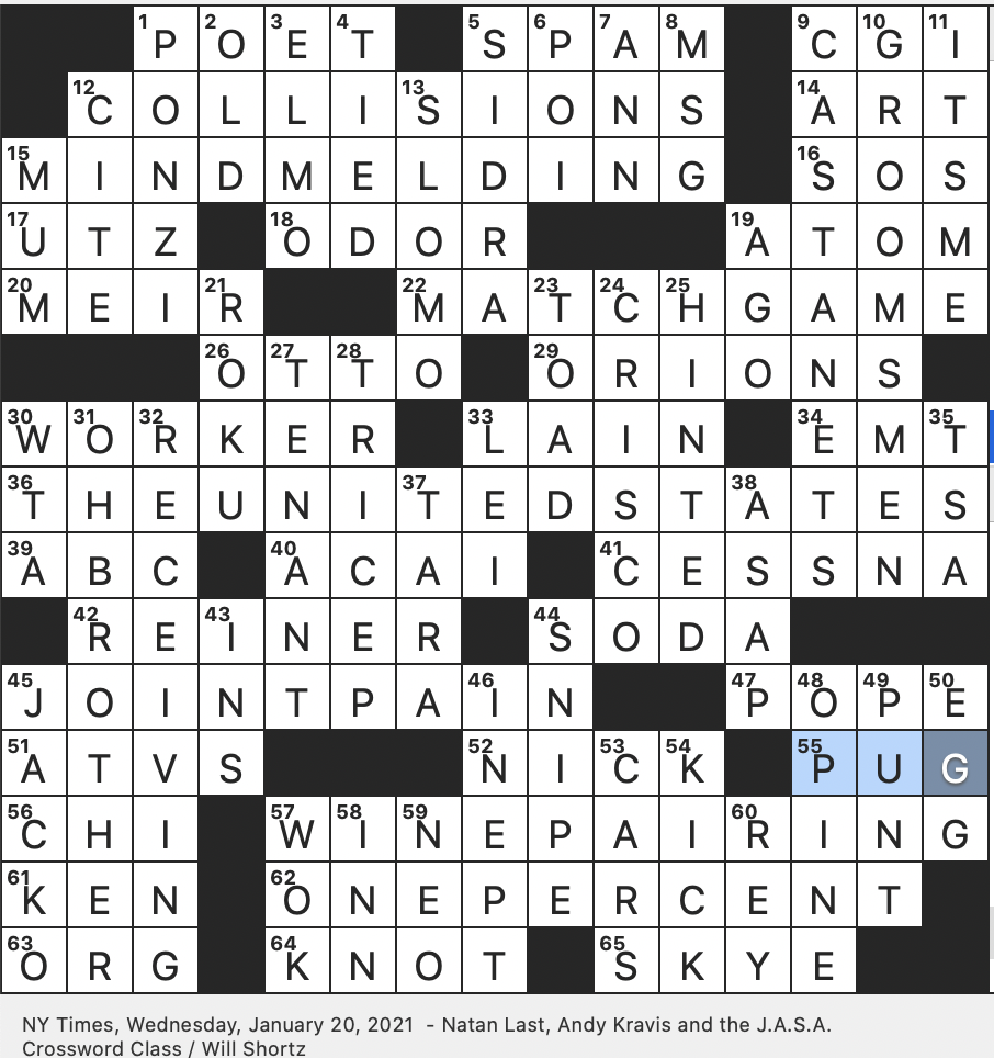 Rex Parker Does The NYT Crossword Puzzle Seat Of Ancient Irish Kings WED 1 20 21 Wading Bird With Long Slender Bill Digital Media Player Since 2008 Classic Of Daytime