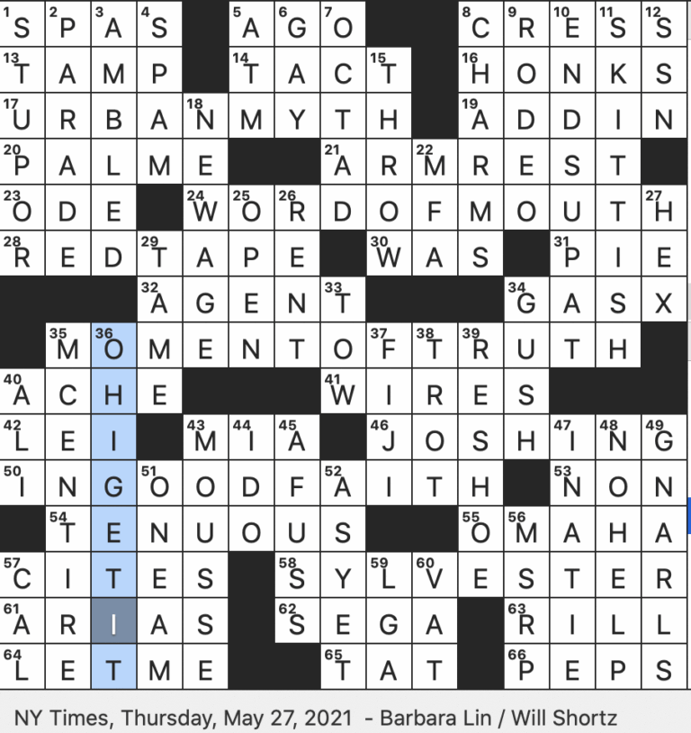 Rex Parker Does The NYT Crossword Puzzle Super Monkey Ball Company THU 5 27 21 Minnie s Promise Madama Butterfly Has Four Movement Associated With Crystal Healing Peppery Salad Ingredient 
